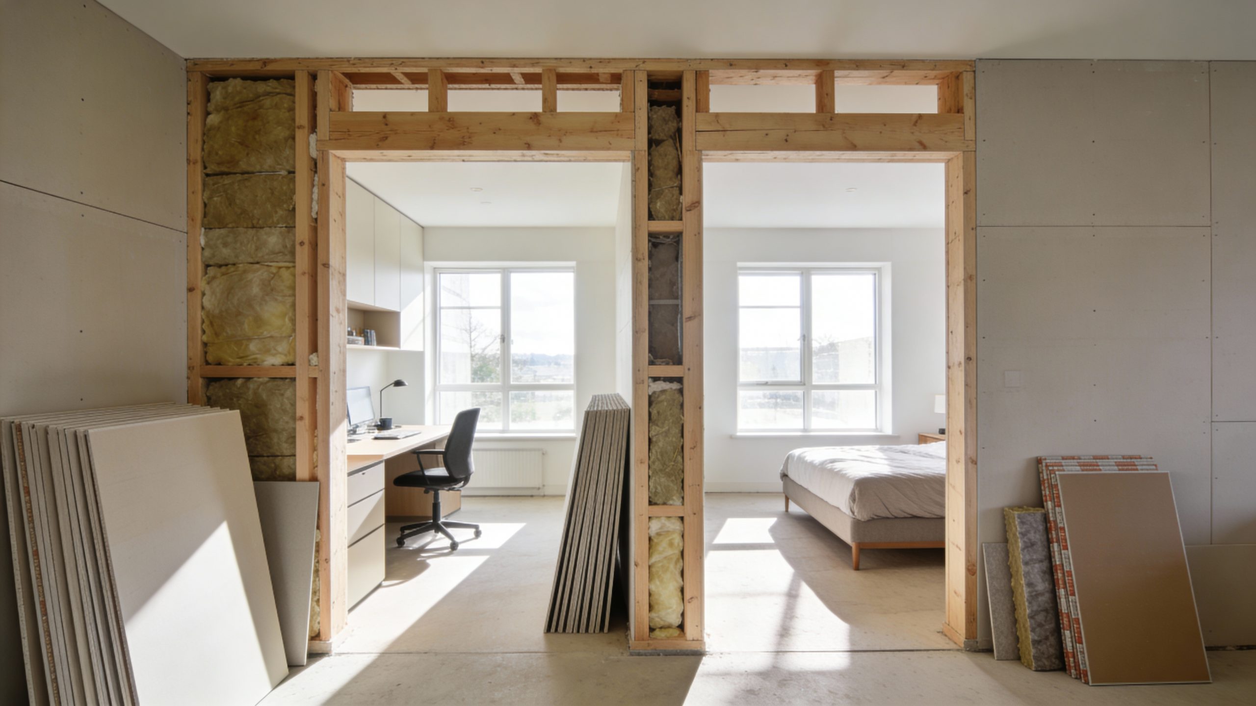 Plasterboard wall in progress